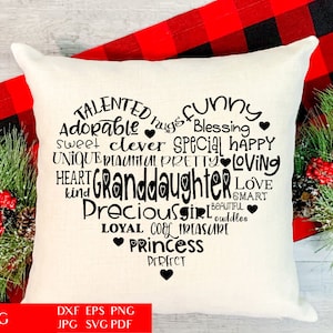 Cuore della nipote - Arte della parola a forma / Cuore tipografico / Cute SVG Cut File per Cricut / Family Quote Clipart PNG / Uso commerciale /