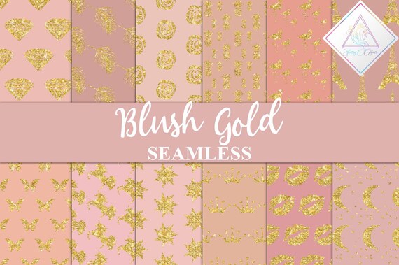 Blush gold glitter, digital paper, pink backgrounds, print on fabric, dusky peach, pineapple flamingo, seamless patterns, sun moon butterfly Il_570xn