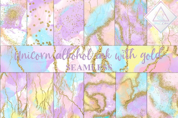 Unicorn alcohol ink, digital paper, seamless patterns, pastel rainbow pink, fluid backgrounds, liquid purple, watercolor abstract, peach ora Il_570xn