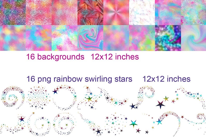 Unicorn huge bundle of clipart and digital paper, rainbow lace overlay png, unicorn textures and wood backgrounds, black and galaxy unicorns image 5