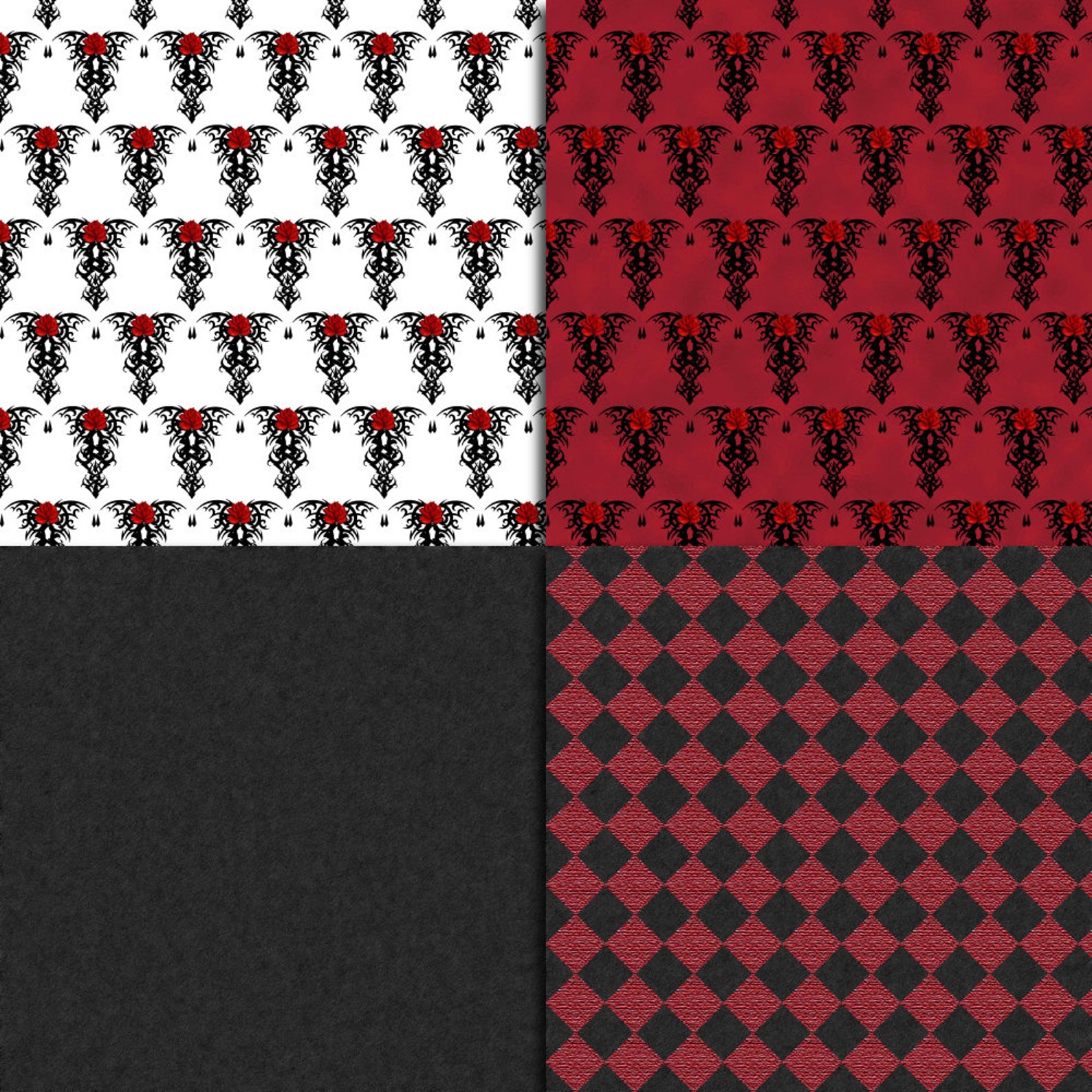 Gothic Digital Paper Gothic Scrapbook Victorian Damask Etsy