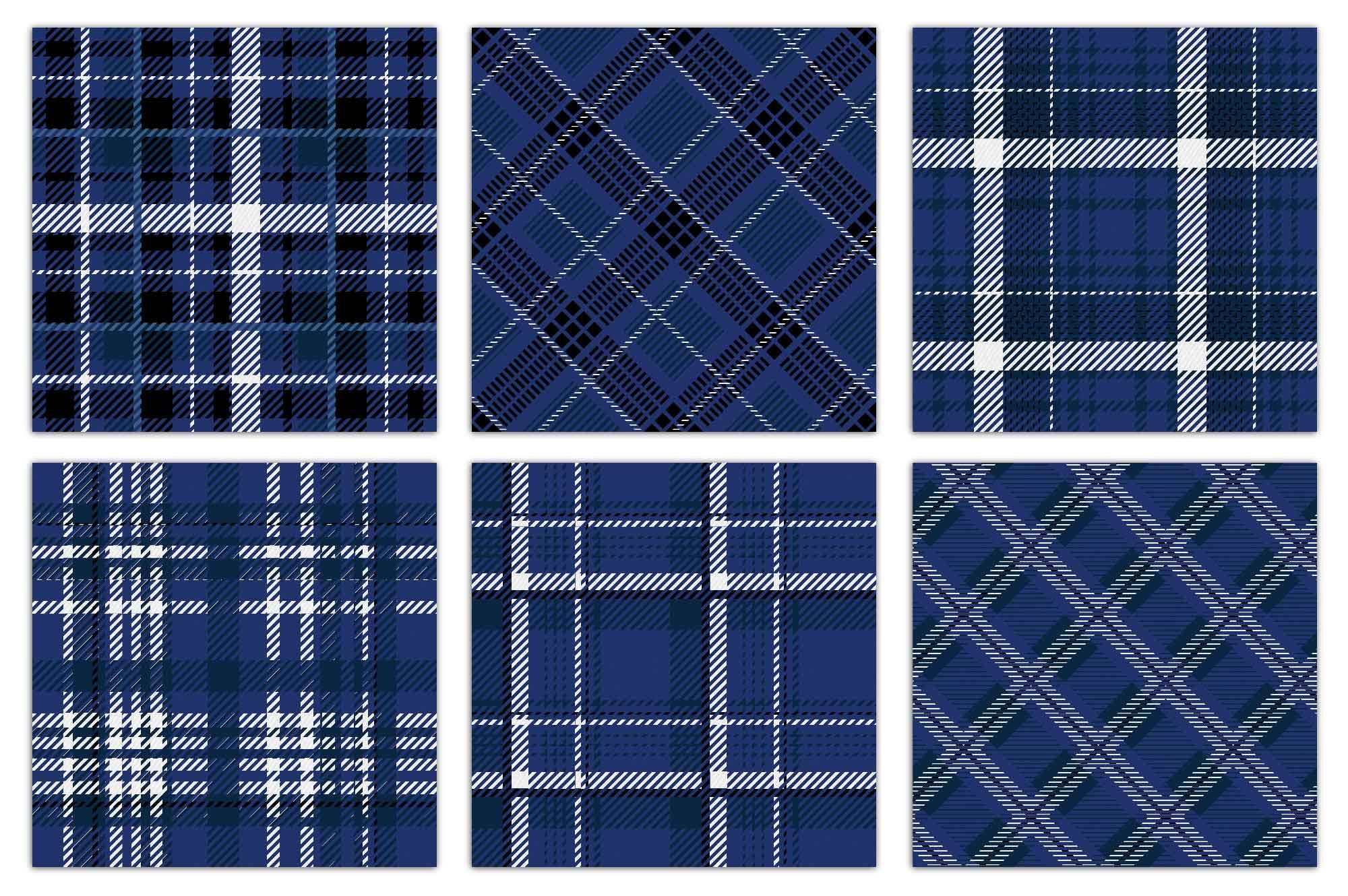 Blue Plaid Seamless Patterns Digital Paper Tartan Textures Etsy UK