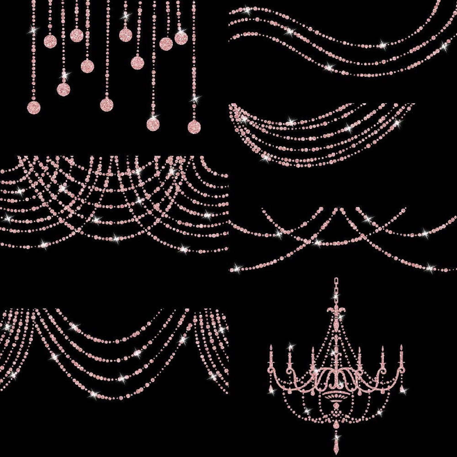 Rose Gold Glitter String Lights Clipart String Garlands Etsy UK