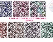 Leopard print, gold glitter, pattern overlays, safari animals, zoo wild africa, cheetah spots, jaguar gepard, clipart overlay, baby shower, Il_170x135