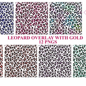 Leopard print, gold glitter, pattern overlays, safari animals, zoo wild africa, cheetah spots, jaguar gepard, clipart overlay, baby shower, image 1