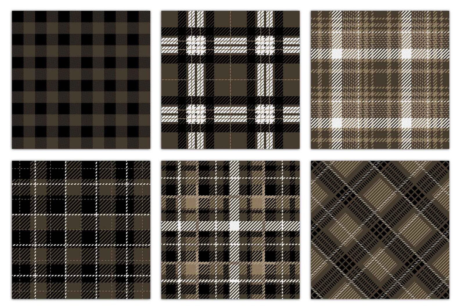 Brown Plaid Seamless Patterns Digital Paper Tartan Etsy