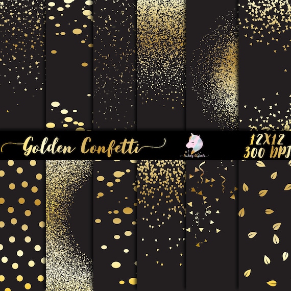 Gold confetti, confetti overlays, confetti clip art, wedding clipart, party confetti, golden confetti, digital clipart, confetti scrapbook Il_570xn