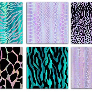 Iridescent Foils Safari Animal Print Digital Paper | Rainbow Cheetah ...