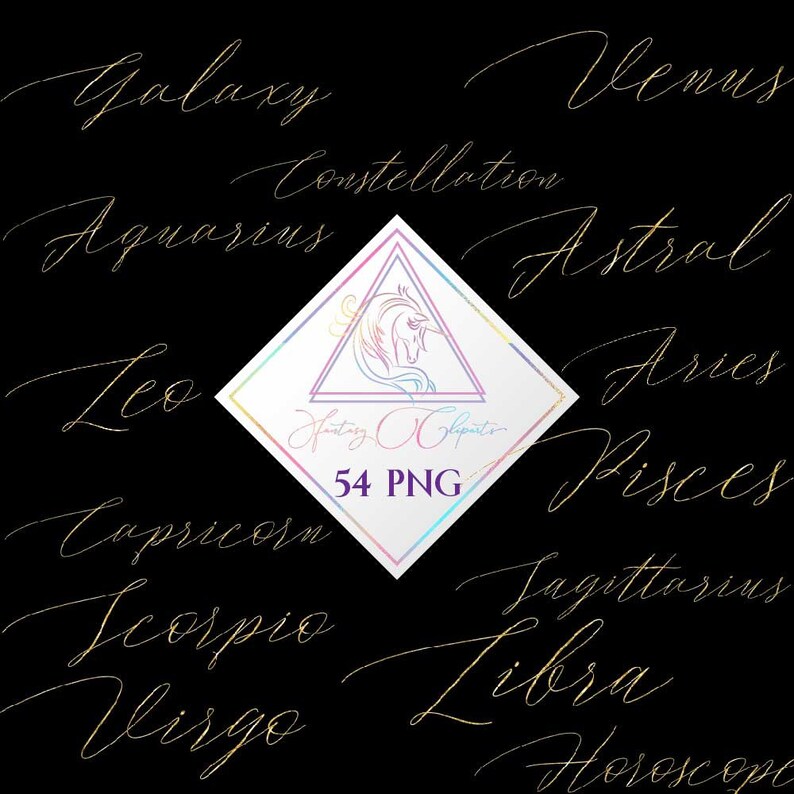 Astrology Word Art Zodiac Signs Png Names Overlay Etsy