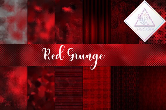 Red grunge, digital paper, gothic backgrounds, victorian damask, black lace, fantasy cliparts, halloween paper pack, distressed texture, Il_570xn