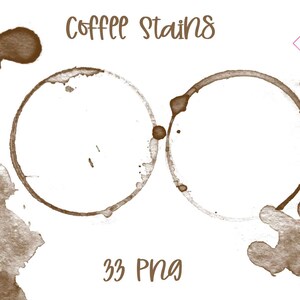 Manchas de café, derrames de espresso, anillos de café, imágenes prediseñadas de bebidas, salpicaduras líquidas, taza manchada, salpicadura de acuarela, superposición de café, gotas grunge,