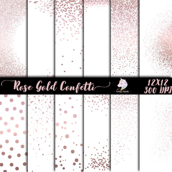 Rose gold confetti, confetti overlay, clipart overlays, rose gold wedding, party decor confetti, rose gold designs, birthday confetti, Il_570xn
