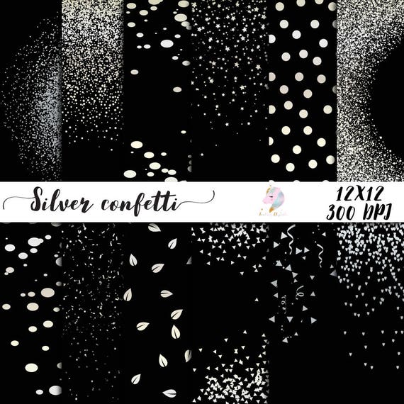 Silver confetti overlay clipart made by fantasy cliparts, gray metallic clip art size 12 in, confetti borders hearts and leaves for wedding Il_570xn