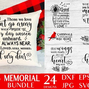 Memorial Bundle | SVG Cut Files | In Loving Memory | Christmas In Heaven Poem | Cardinals Quote | Grief Never Ends | Your Wings Were Ready