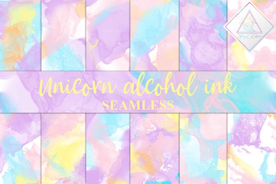 Unicorn alcohol ink, digital paper, seamless patterns, pastel rainbow pink, fluid backgrounds, liquid purple, watercolor abstract, peach ora Il_570xn