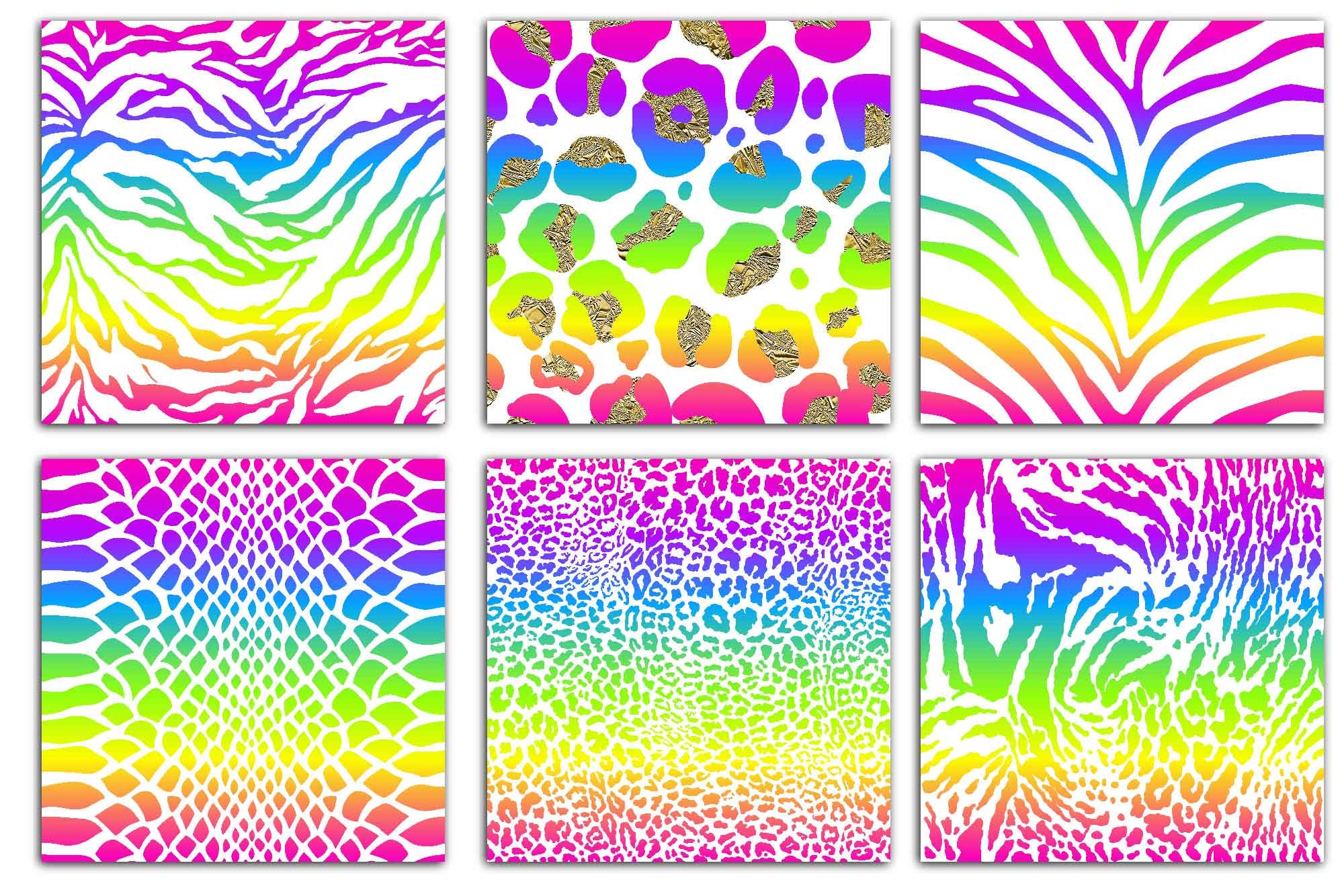 Neon Animal Print Digital Paper | Rainbow Safari Seamless Pattern ...