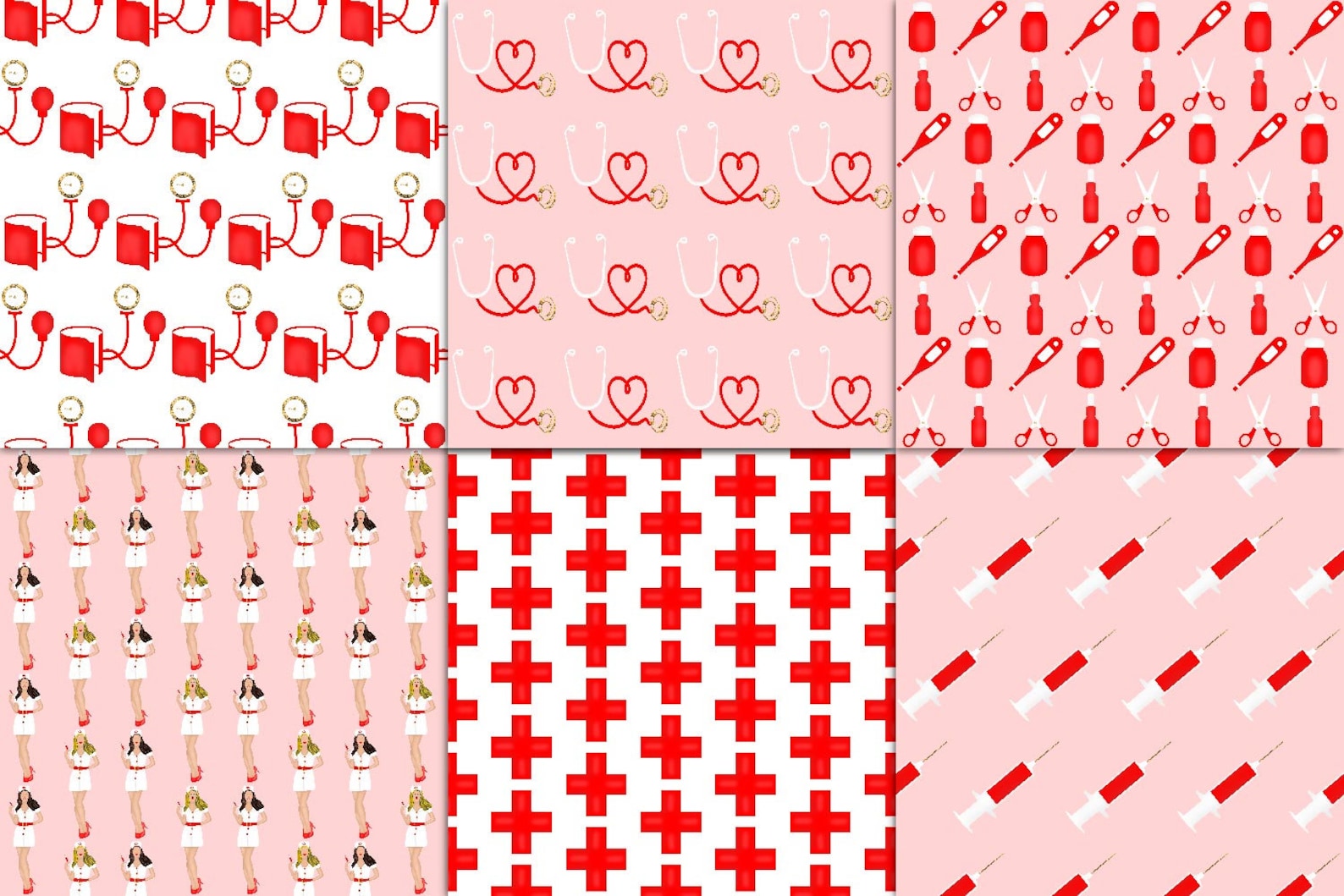 Nurse Digital Paper Nurses Scrapbooking Medical Health Etsy