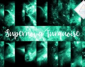 Turquoise supernova, digital paper, northern lights, cosmos aurora, galaxy cosmic, galactic texture, teal backgrounds, space universe, plane Il_170x135