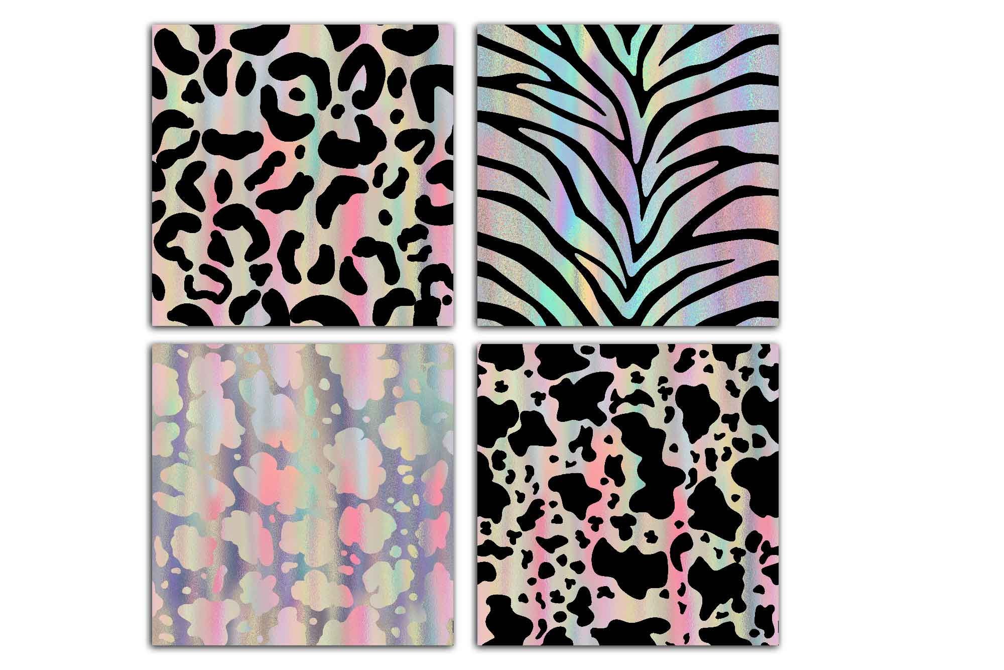 Iridescent Foils Safari Animal Print Digital Paper | Rainbow Cheetah ...