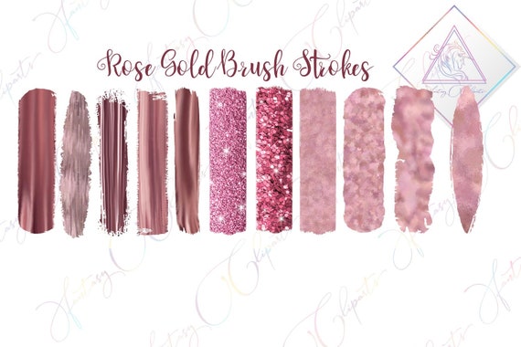 Pink brush strokes, bronze rose gold, blogger clipart, fantasy cliparts, logo digital stroke, sequin glitter, watercolor foil, acrylic clip Il_570xn