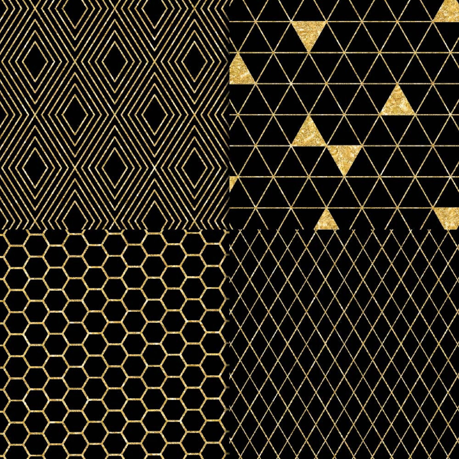 Geometric Pattern, Gold Glitter Clipart, Art Deco Overlays, Pattern ...