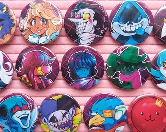 Deltarune Pin Badges - Various Sizes 38mm and 58mm