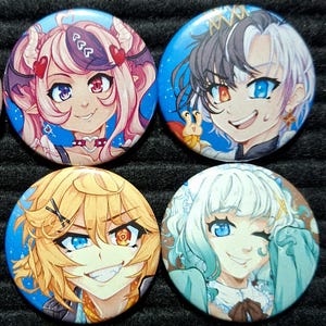 Indie VTuber Pins 38mm | Ironmouse | Rin Penrose | Mint Fantome | Dokibird