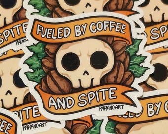 Coffee and Spite Clear Sticker - Vinyl 7.5cm