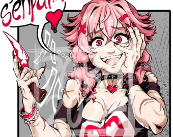 J&#39;aime mon Knaifu Waifu - Sticker vinyle transparent 7,5 cm