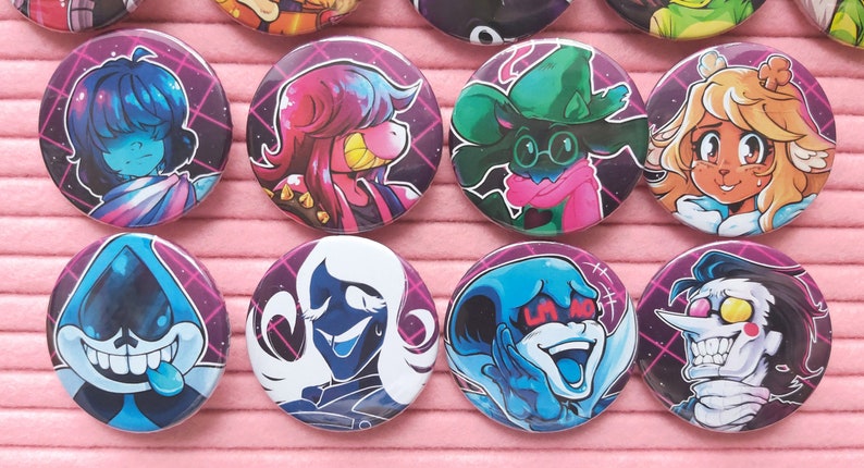 Deltarune Pin Badges - Various Sizes 38mm and 58mm 