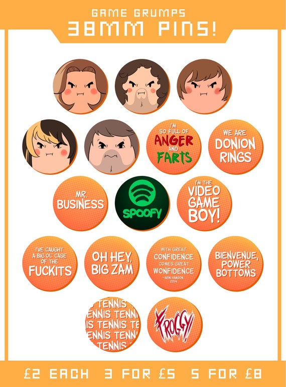 Game Grumps Button Pins 38mm Badges Etsy