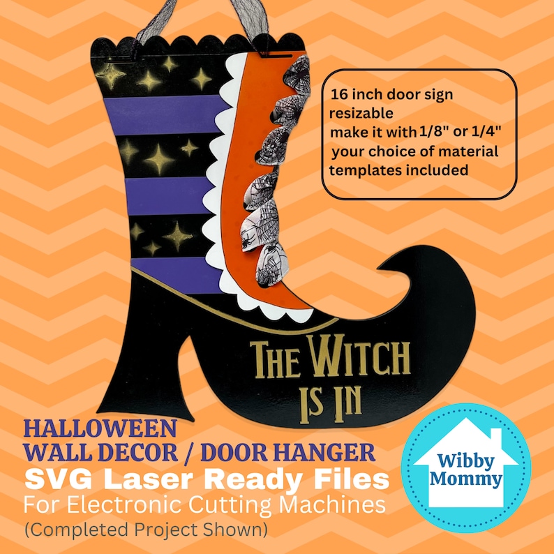 Witch Boot Halloween Door Hanger SVG: Laser Cut File (digital Download ...