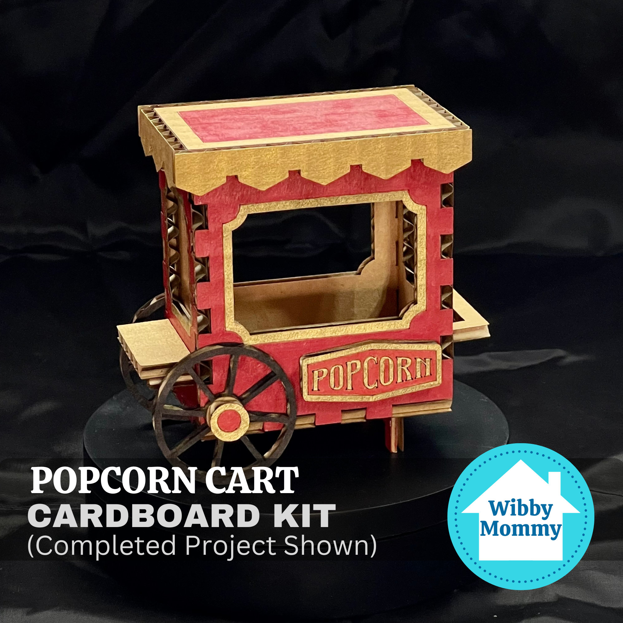 Popcorn Cart Cardboard Kit DIY Candy Stand Goodie Favor Box