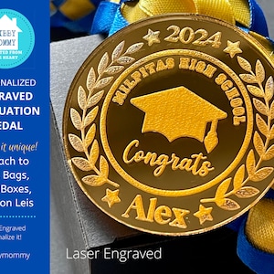 Personalized Graduation Medallion Keepsake Gift Award Gold Laser Engraved 2025 Custom