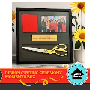 Personalized Ribbon Cutting Ceremony Momento Box Kit - Engraved Laser Cut Acrylic