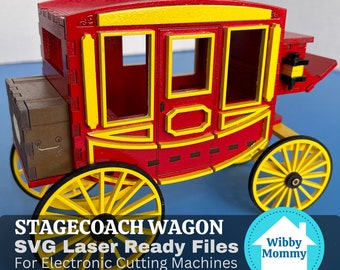 Wild West Stagecoach Laser Cut DXF SVG PDF Files | 3d Wooden Puzzle Cnc ...
