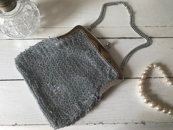 1960's silver tassel/fringe evening bag