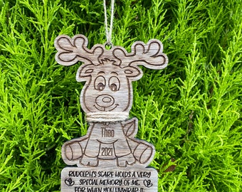 Reindeer keepsake, Christmas Memories, Christmas Tree, Personalised Christmas, Height Keepsake, engraved Christmas