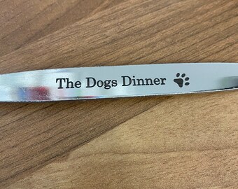 Engraved stainless steel knife & fork ‘The Dogs Dinner’ or ‘The Cats Dinner’