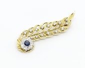 18K Yellow and White Gold, Sapphire and Diamond Brooch Sapphire Diamond Pin