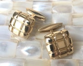 Solid 14K Gold Retro Style Square Cuff Links - Handmade Findings - Available for Custom Order - Gift for Him -