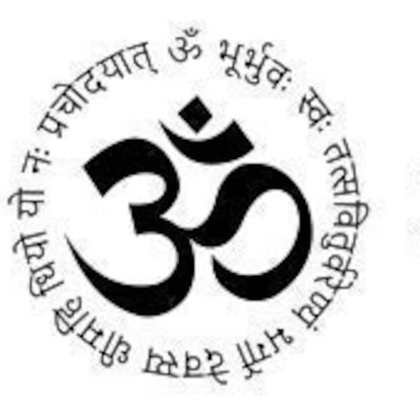 OM and Gayatri mantra, sanskrit/devanagari and english writing, spiritual, aum symbol, cricut, glowforge, svg file