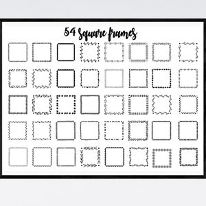 SVG vierkante frames, randen, png, dxf, eps, cricut, silhouet, glowforge, lasercut, graveren, tshirt, vinyl, handdrawn, doodle
