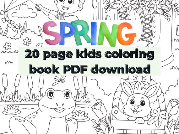 SPRING Coloring Book for Kids, PDF Download, 20 Individual Pages, High  Quality Images, Cartoon, Kids Coloring Book, Downloadable Pages 
