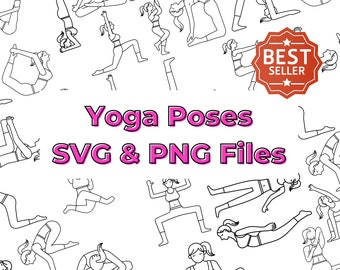 Yoga Poses SVG and PNG digital files, Yoga, Yoga Studio, Cricut, Glowforge, Commercial use, Yoga poses, Yoga svg, Yoga files, Yoga teacher