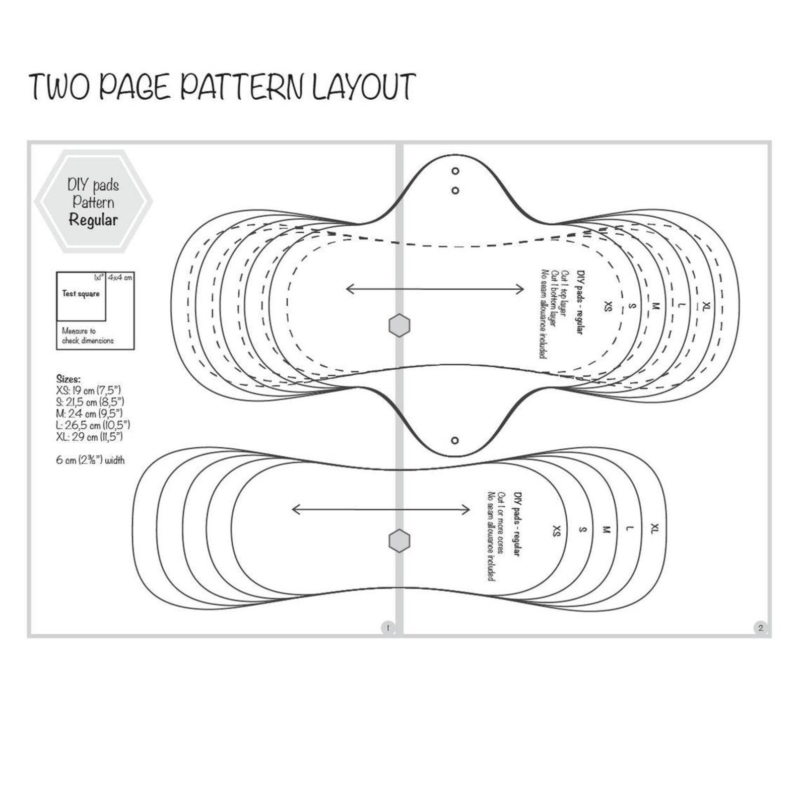 Sewing Machine Pad Pdf Pattern The Best DIY Menstrual Pads Sewing Pattern in Pdf, Sizes XS, S, M, L ...