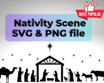 SVG Nativity Manger classic scene, dxf, png, eps, pdf, vinyl, holiday, christmas, cricut, silhouette, glowforge, lasercut, clipart, digital