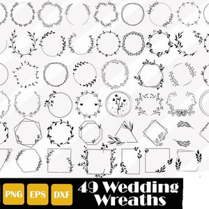 49 Hochzeit Kranz Svg, Blumenkranz Svg, LorbeerKranz Svg, Kranz geschnitten Datei für Cricut Silhouette, einfach geschnitten, Instant Download