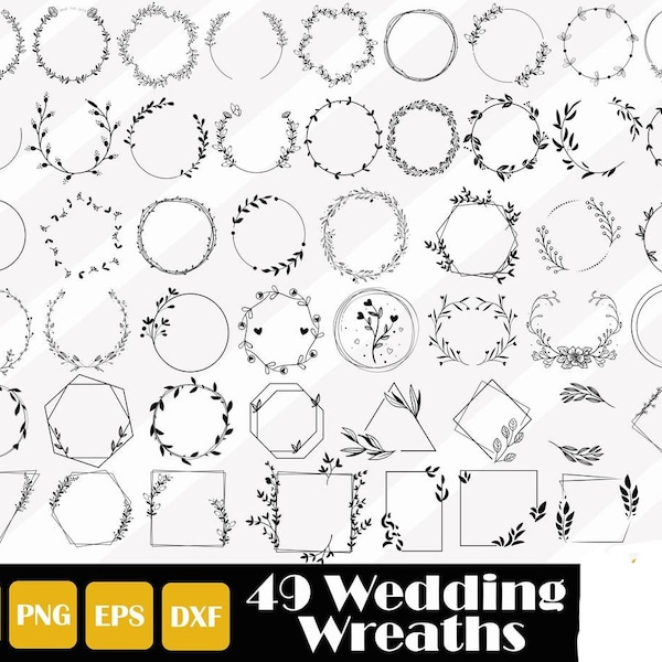 49 Wedding Wreath Svg, Floral Wreath Svg, Laurel Wreath Svg, Wreath Cut File For Cricut Silhouette, Easy Cut, Instant Download