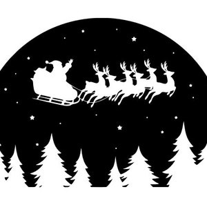 Weihnachtsmann Rentier fliegende Bäume SVG dxf, png, pdf, eps, Cricut, Silhouette, Glowforge, Lasercut, Vinyl, Tshirt